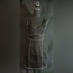 MPD Black Bodycon Dress Medium White Stitch Sleeveless Back Zip